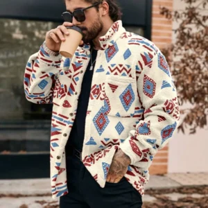 Geometric Pattern Button Up Pocket - Image 5