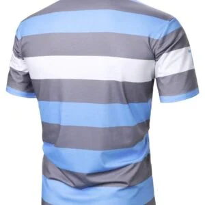 Summer Casual Business Color Block Collar Polo Shirt - Image 3