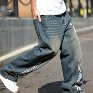 Flame Print Loose Fit Vintage Y2K Oversized - Image 2