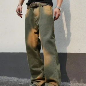 Pocket Loose Straight Leg Casual Mature Streetwear Jeans - Image 5