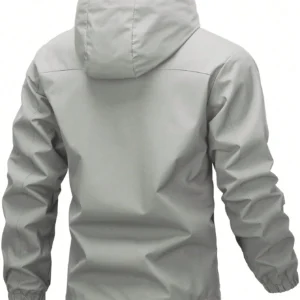 Hooded Drawstring Soft Shell Windbreaker Jacket - Image 4