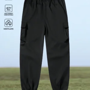 Breathable Multi Pocket Drawstring Waist Joggers - Image 4