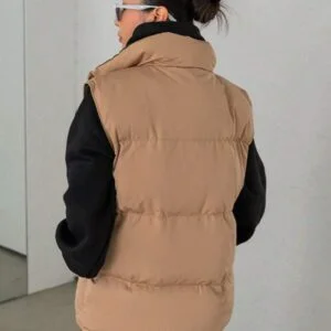 Letter Patched Detail Drawstring Hem Zipper - Image 5