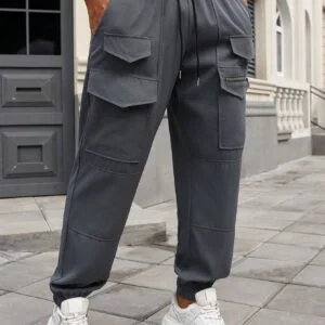 Loose Fit Men’s Letter Printed Jogger Pants With Drawstring Waist