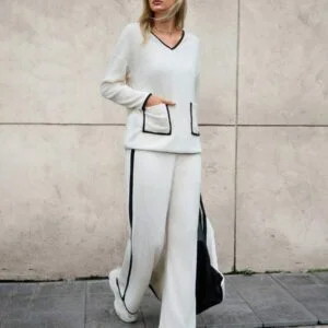 Casual Straight Leg Long Sleeve Top & Pants Set - Image 5