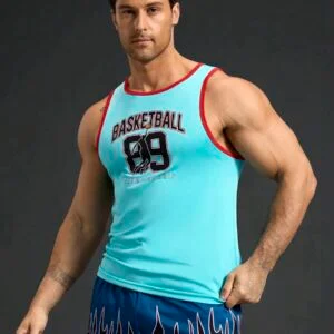 Letter Print Trim Casual Fitness Sports Vest - Image 5