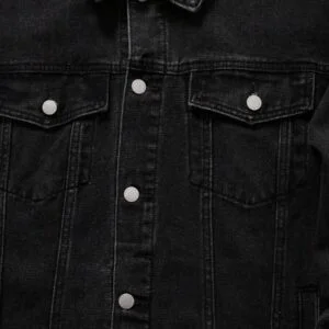 Black Washed Denim Jacket With Graffiti Letter Print - Image 5